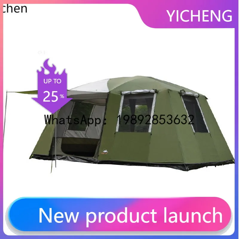 x1 rainstorm protection multi-person double-layer camping outdoor tent 4-6-8 -10 people two rooms shading sun protection