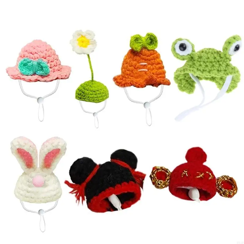 

R9JE Fashionable Hand Knitted Hat for Guinea Pigs Fashion and Practical Knitted Hat Accessory for Festival Photography
