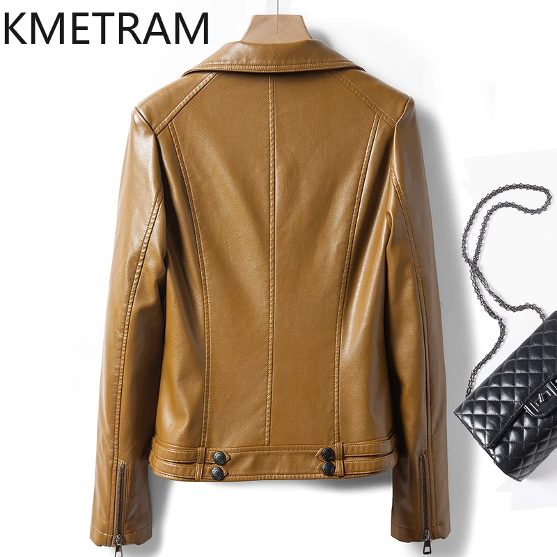 KMETRAM Genuine Sheepskin Leather Jacket Women Spring Autumn Short Women's Clothing Korean Large Size Womens Coat Chamarra Mujer