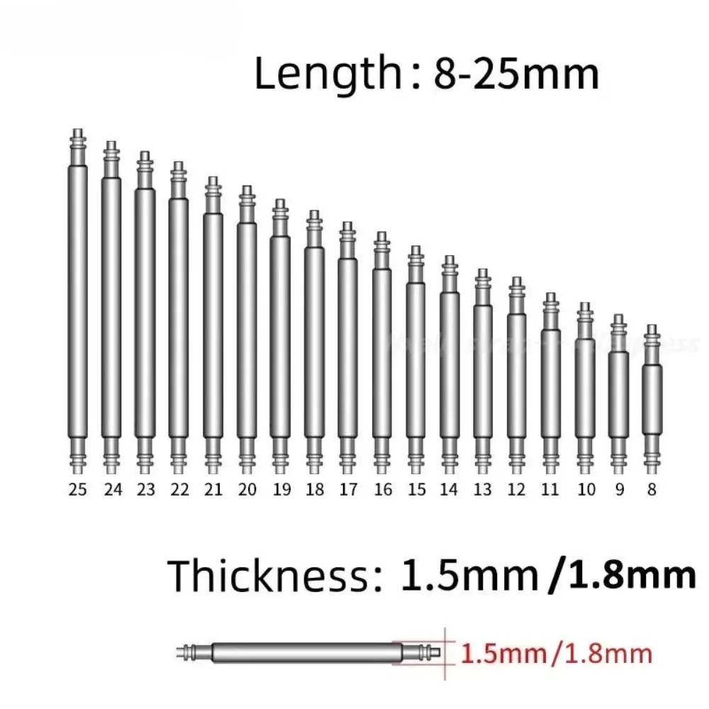 360pcs/set Dia 1.5mm/1.8mm Strainless Steel Spring Bars Length 8mm- 25mm Watchband Strap Metal Link Pin Watch Repair Tools Pin image 2