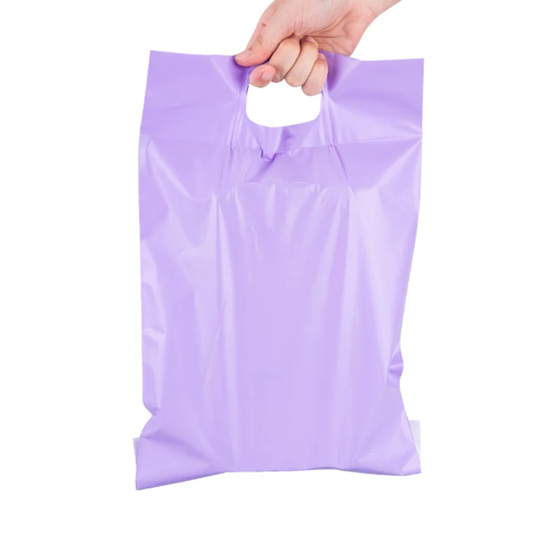 25 x3 5cm/28x42cm Tote Bag borsa Express portatile con manico sacchetti di corriere in plastica viola/rosa busta di spedizione autosigillante 10 pezzi