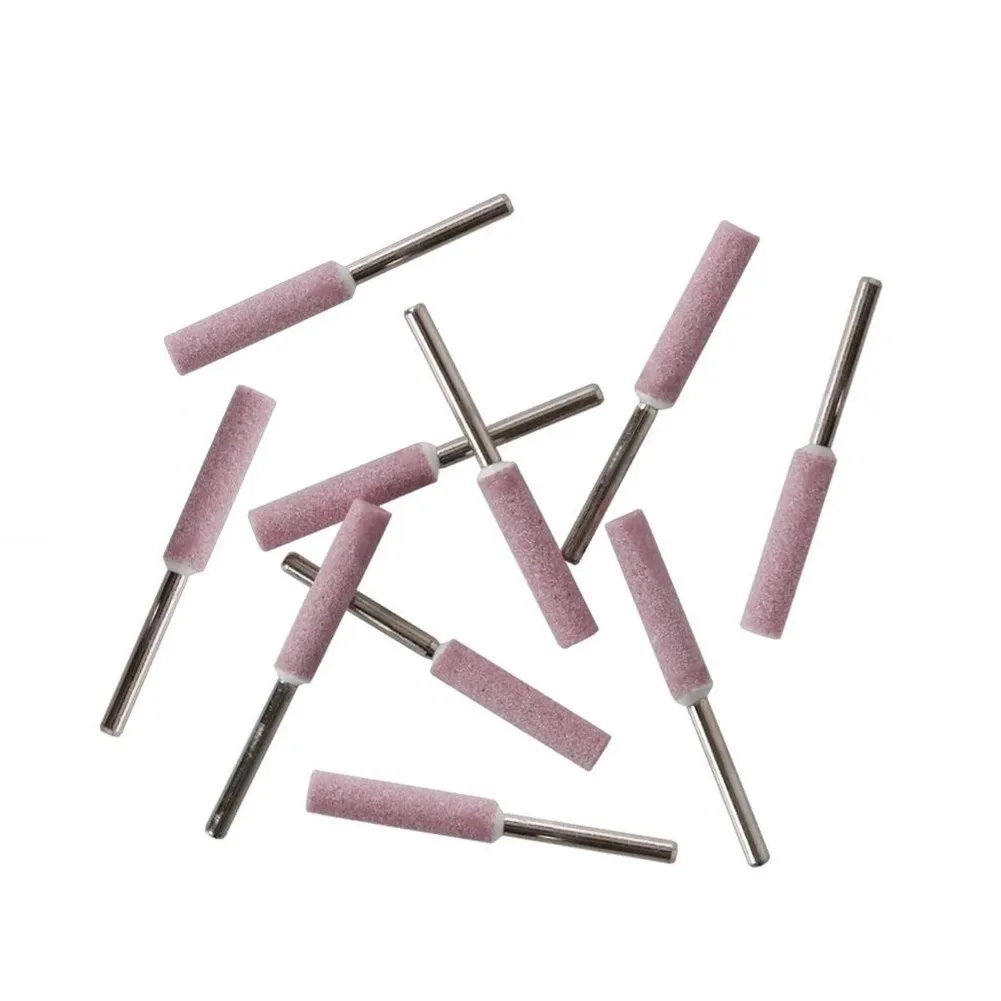 10 piezas de piedras de afilar para motosierra con vástago de 3 mm, brocas de corindón rojo para herramientas rotativas, para afilar y pulir cadenas de motosierra de 4.0/4.8/5.5 mm