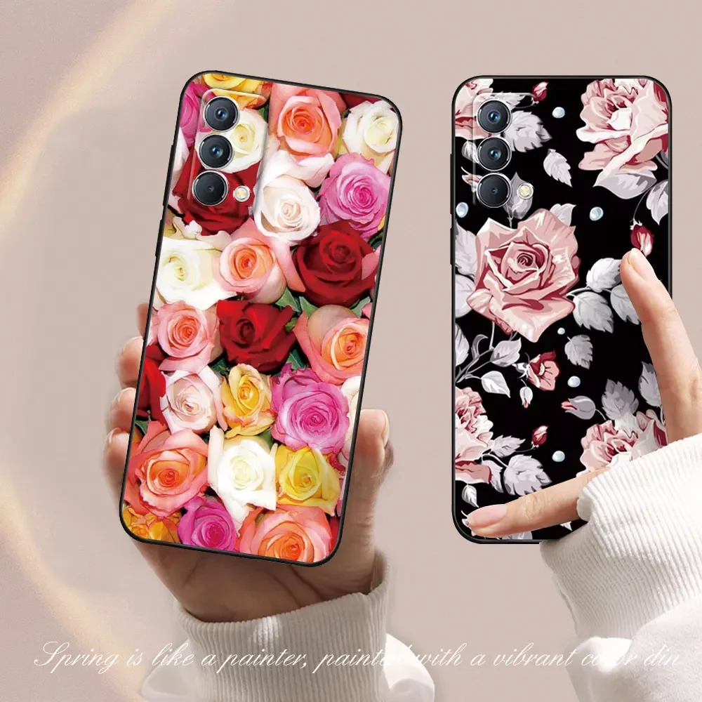 For GT Master Edition Case Cover For OPPO REALME GT 5G Beautiful Flowers Phone Cases on RMX3363Silicone Matte Back Cover Bumper