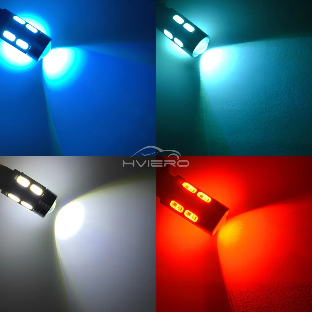 1/4x T10 5630 10SMD W5W 194 White Red Blue 12v Parking Bulb Car Led Backup Turn Signal Light Trunk Tail Wedge Brake Reverse Lamp