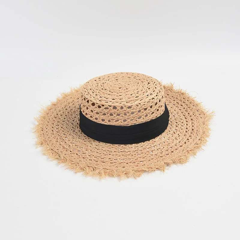 Fashionable Large Brim Raffia Sun Hat with Hollow Out for Women, Perfect for Beach and Vacation