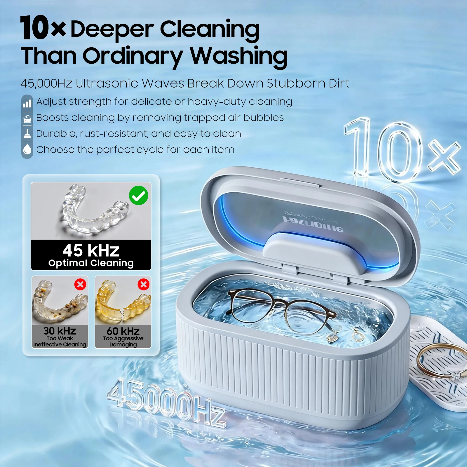 45kHz Ultrasonic Cleaner, 550m - Ultrasonic Cleaner Machine Glasses Denture 评论和价格