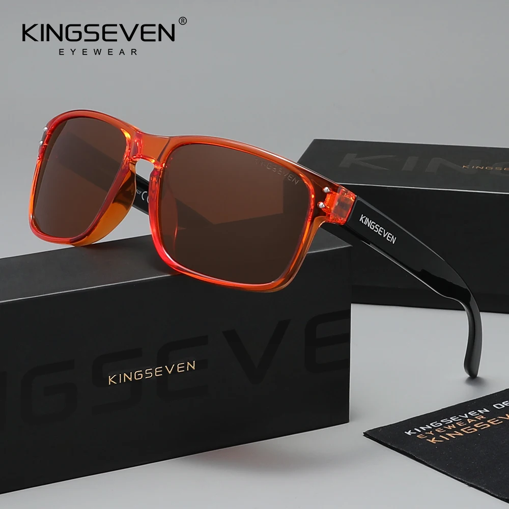KINGSEVEN Herrenbrille Quadratische Retro Polarisierte Sonnenbrille Damen UV400-Linse Modische Outdoor-Sportbrille
