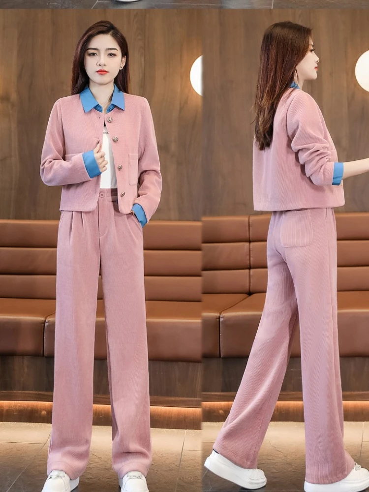 Insozkdg Fashion Ladies Pantsuit Women Office Business Work Wear Blazer + Trousers Purple 2 Piece Set Female Clothes Outfits