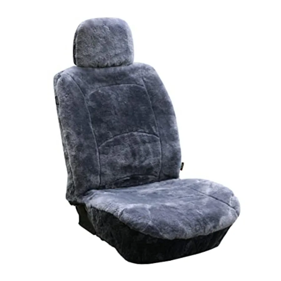 

Зимний чехол для автомобильного сиденья из натуральной овчины с изогнутым узором, серый с оттенком синевы