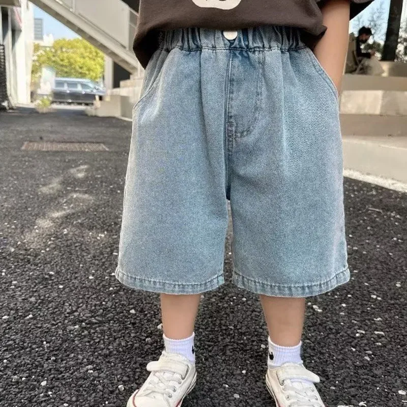 

Literary Jeans Ins Fashion Lazy Harajuku Trend Summer Simple Children's Clothing Popular Temperament New Three-quarter Pants