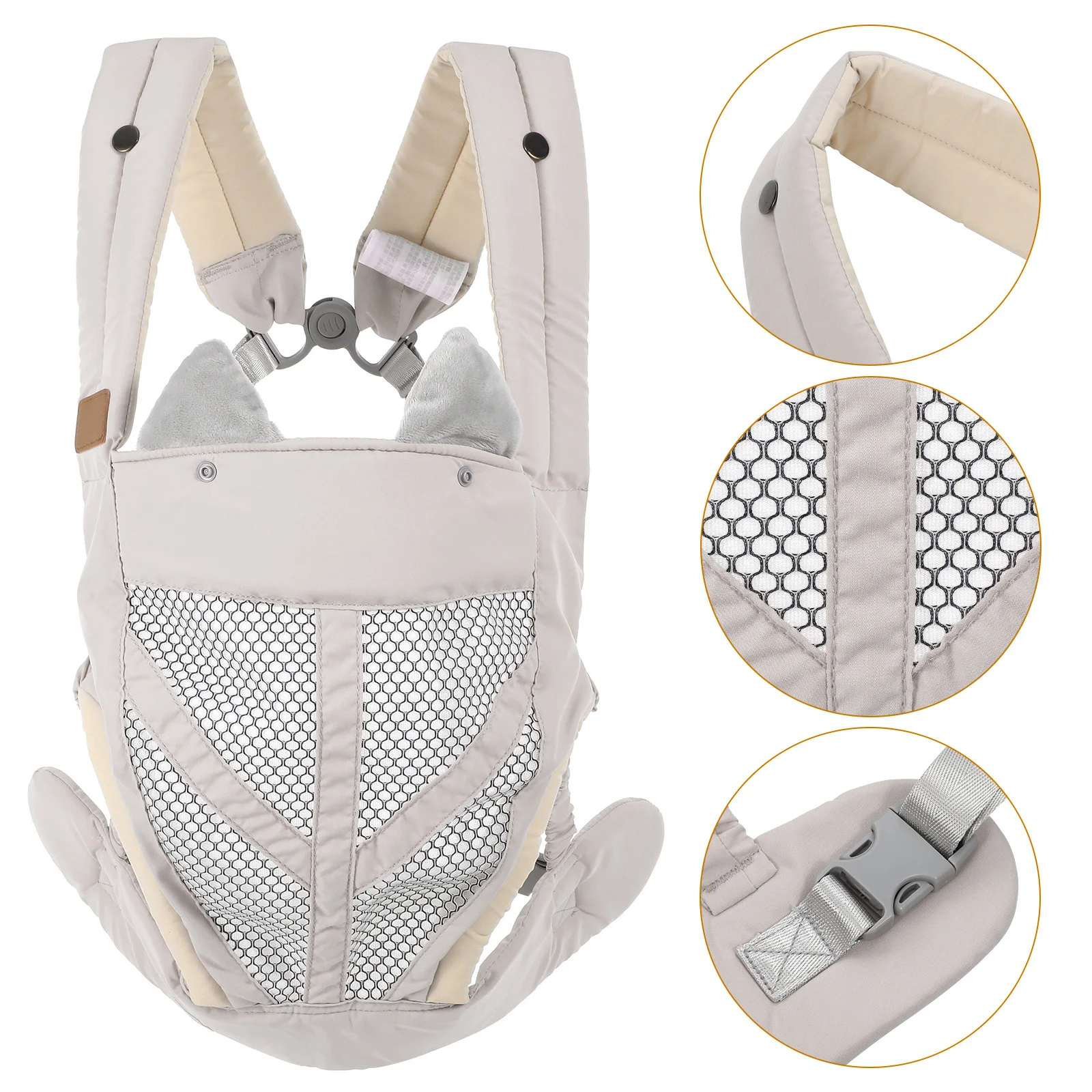 

Cute Grey Baby Carrier Newborn To Toddler Lightweight Breathable Hands-Free Durable Infant Carrier For Outdoor Use