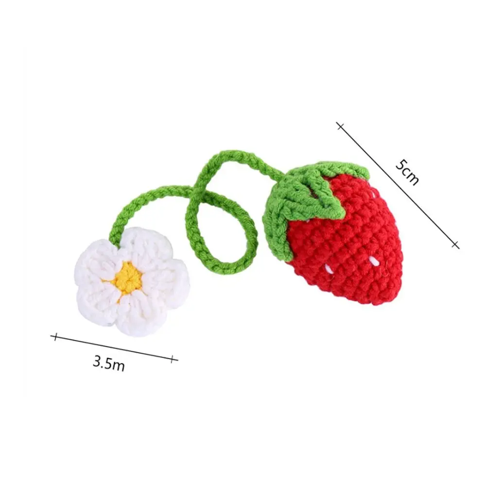 Knitted Lanyard Daisy Home Auto Accessories Car Interior Decoration Rearview Mirror Hanging Ornament Strawberry Pendant