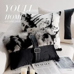 30X50/45X45CM Black French Throw Pillow Cover Retro Modern Stamping Waist Cushion Cover Decor Home Decorative Pillowcase