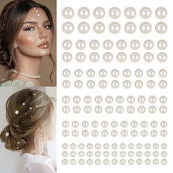 220pcs Mix 3/4/5/6mm Hair Pearls Stick On Self Adhesive Pearls Stickers Face Pearls For Hair Face Makeup Nail DIY Crafts