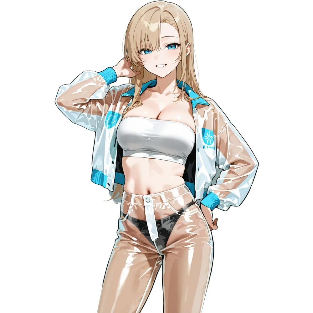 2D Flat Anime Girl Vinyl Sticker, Waterproof Weatherproof Decal for Car Motorcycle Laptop Bottle Phone Window Wall Cup Decor
