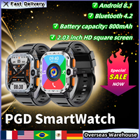 PGD SmartWatch Android Smart Watch 4G LTE GPS SIM Card Wifi NFC Dual Camera Rugged 16/64G ROM Storage Heart Rate Men Gifts