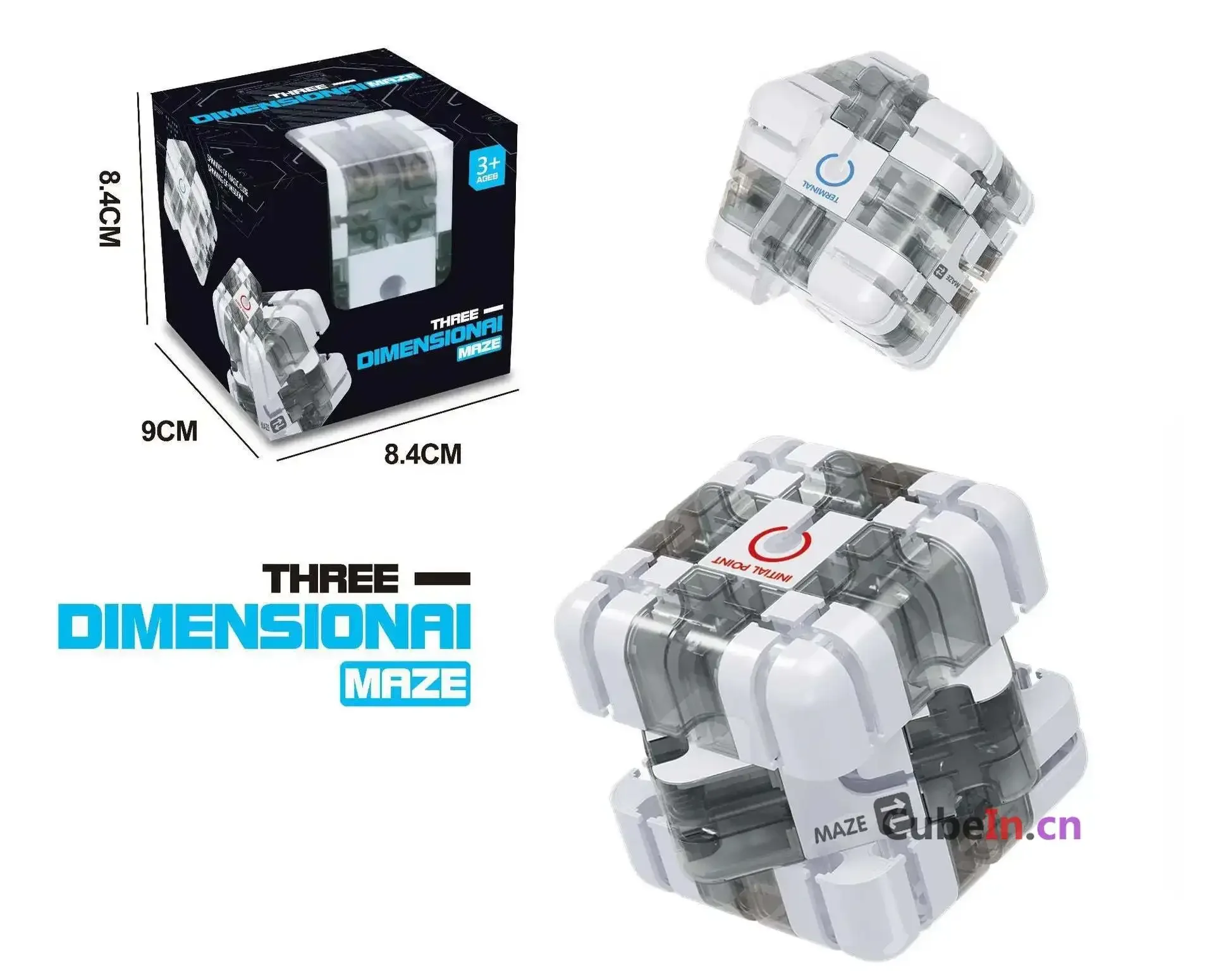 3D Maze 3x3 Cube Rolling Puzzle with Steel Ball Puzzle Cube Educational Toy Gift Idea X'mas Birthday