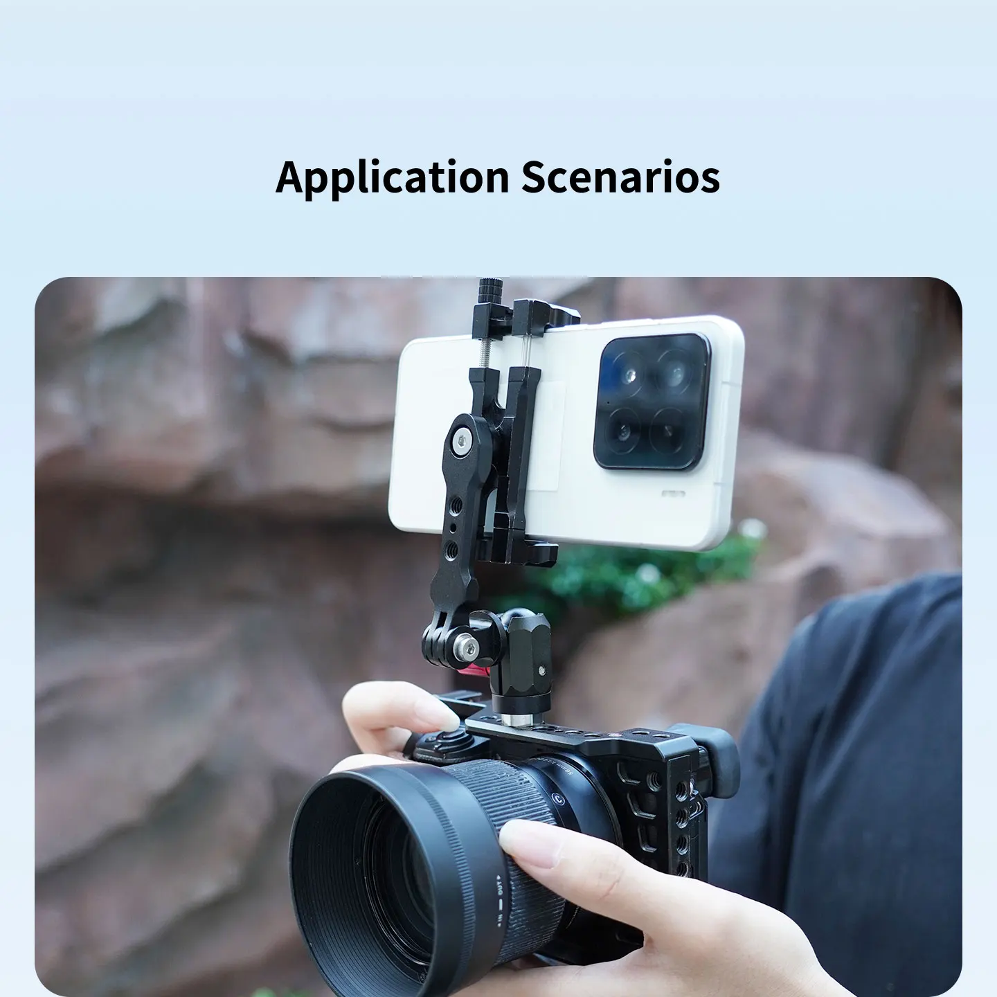 Aluminium-Action-Kamera-Halterung 2kg Traglast 3-Punkt-Adapter 17mm Kugelkopfklemme für GoPro Insta360 DJI OSMO Motorrad Fahrrad Stativ – Detail 14