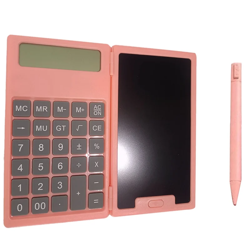 School Season Scientific Calculator Folding Tablet Business Office Portable Calculator LCD Tablet,Pink