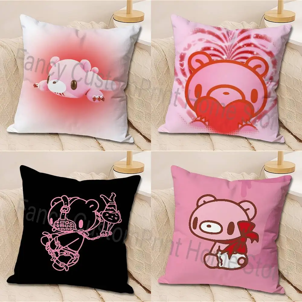 

Cute G-Gloomys Pink Bear Various Sizes Square Pillow Case For Car Home Bedchamber Decor Custom Valentine gift