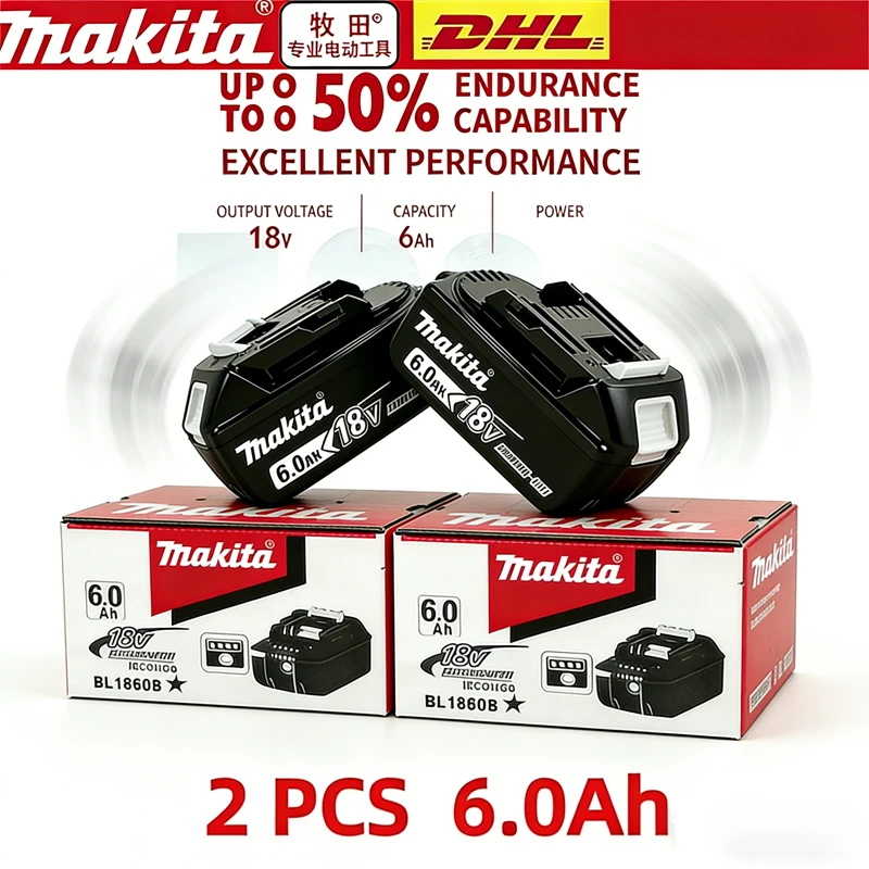 

Genuine Makita 18V LXT 6.0Ah Li-ion Rechargeable Battery, Replacement for BL1840 BL1850 BL1860 Power Tool Battery