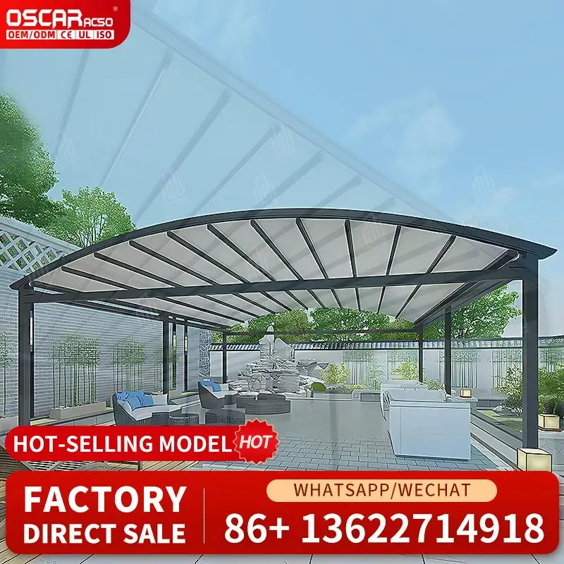 

Waterproof Motorized Retractable Aluminum Pergola System with LED for Garden Patio Backyard Retractable Canopy Pergola