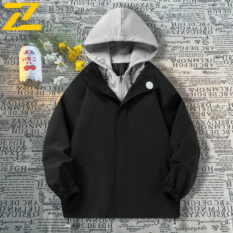 

COMXZ 2025 Mens Klein Blue Faux Two Piece Jacket Spring Autumn Winter Korean Style Trendy Casual Coat Lightweight