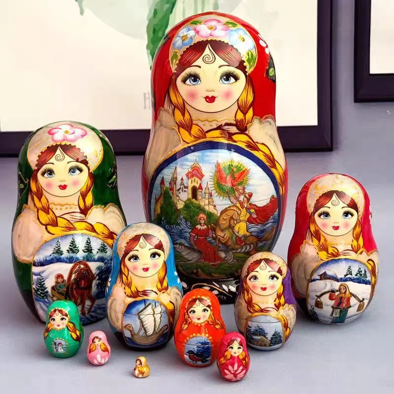 10 layers of lacquer nesting dolls, craft souvenirs, special New Year's gifts, wooden ornaments