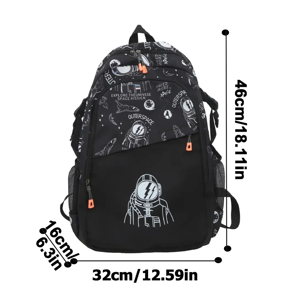 Astronaut pattern campus backpack suitable for both men and women, large capacity lightweight sports backpack