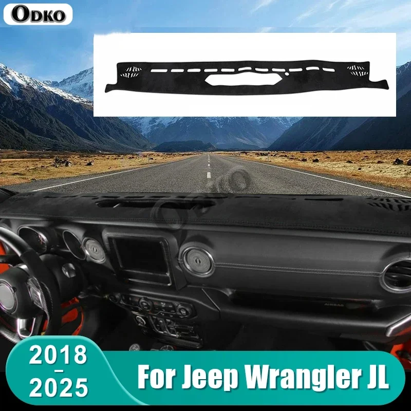 For Jeep Wrangler JL 2018 2019 2020 2021 2022 2023 2024 2025 Car Dashboard Mat Sun Shade Non-slip Cover Accessories