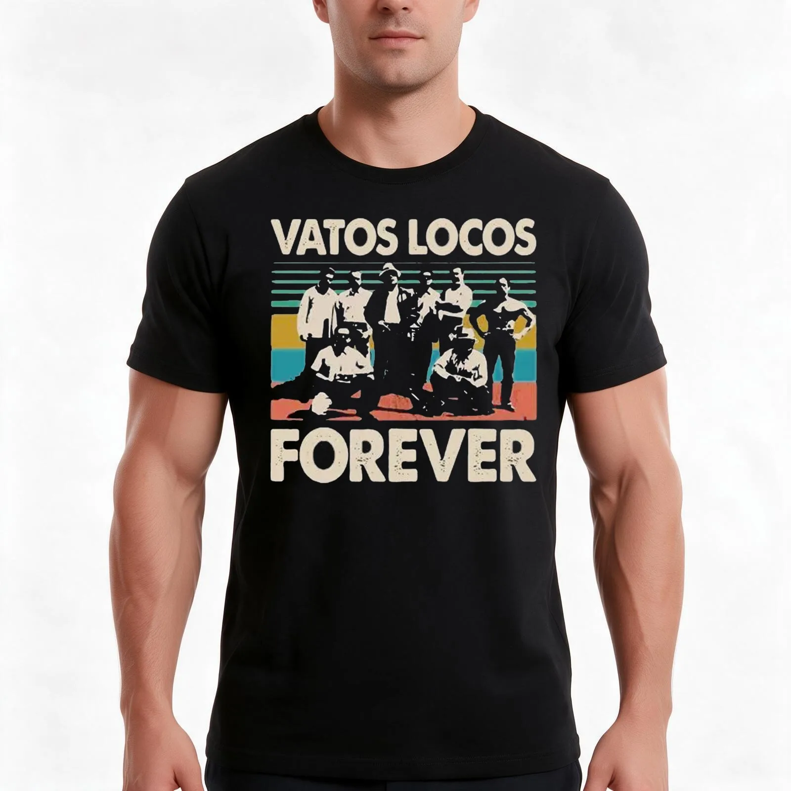Vatos Locos Forever shirt T-Shirt, Summer Casual Cotton Tee, Oversized Streetwear Tops, Vintage Graphic Print, Unisex Men Women