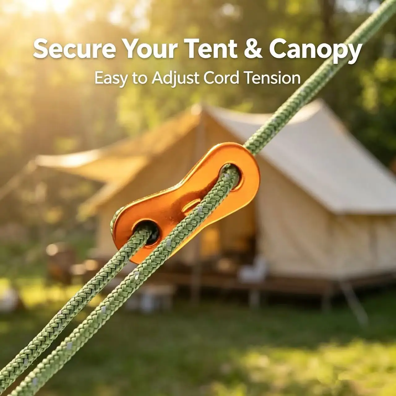 6Pcs Tent Guyline Tensioners, Aluminum Alloy Double-Eye Cord Adjusters, Windproof Rope Buckles for Camping Tent Canopy Awning