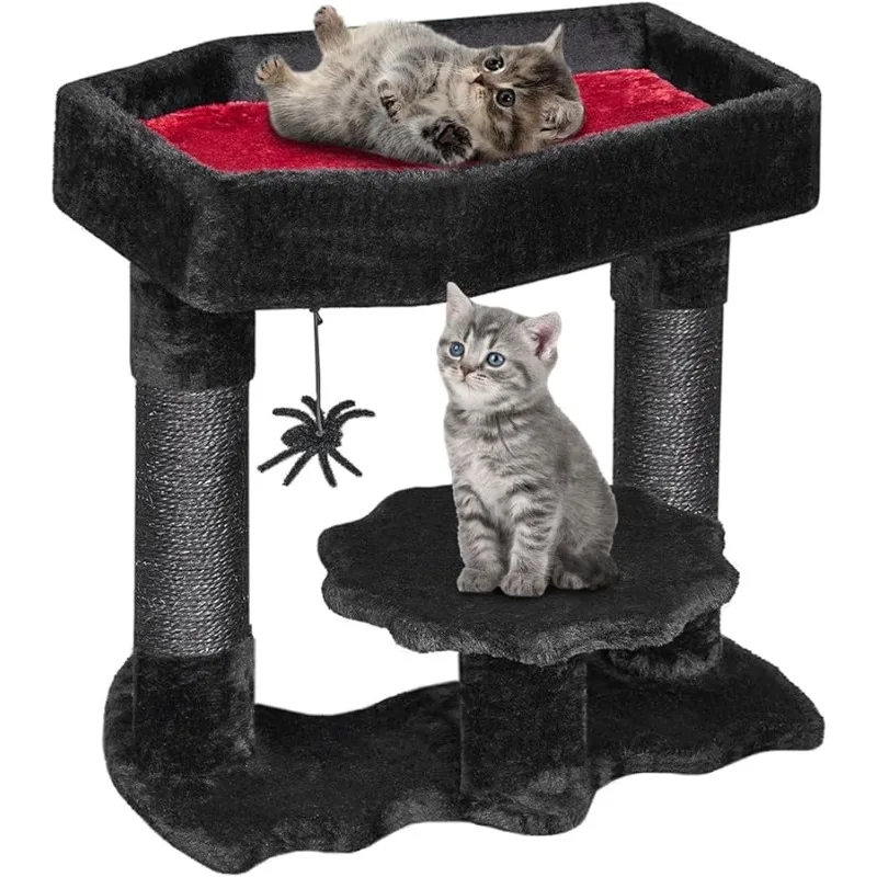 

BEWISHOME Cat Tree Tower for Indoor Gothic Trees with Coffin Bed, Halloween Cat House with Scratching Posts, Cat Shelves wit