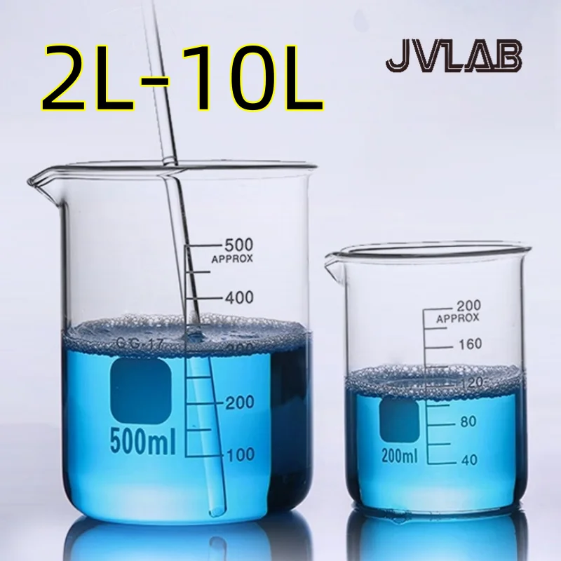 

Lab Glass Beaker Flask Boro3.3 High Temperature Corrosion Resistance Durable Sturdy Transparent Specification 2-10L JVLAB