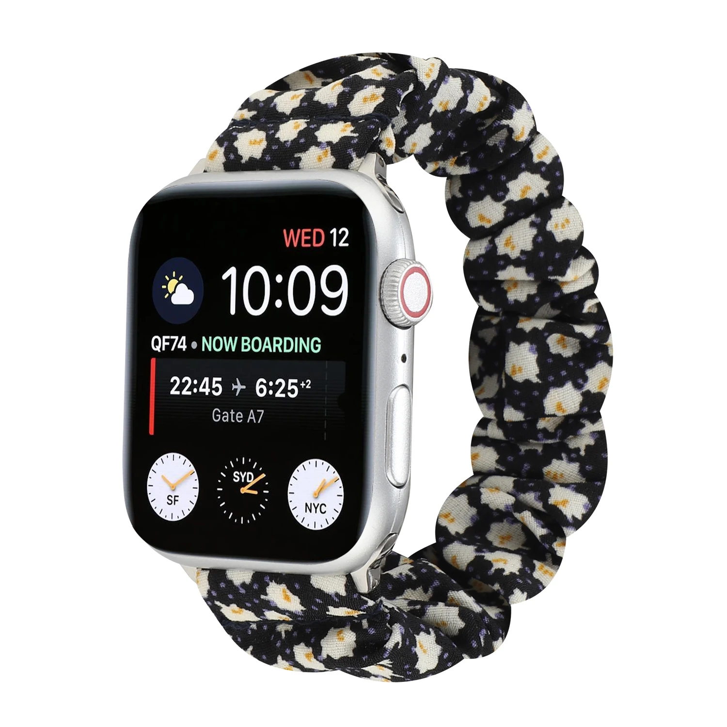 

Strap for Apple watch band Printed scrunchie elastic Fabric for 49mm45mm44mm42mm41mm40mm38mm flowers cloth strap for Iwatch belt