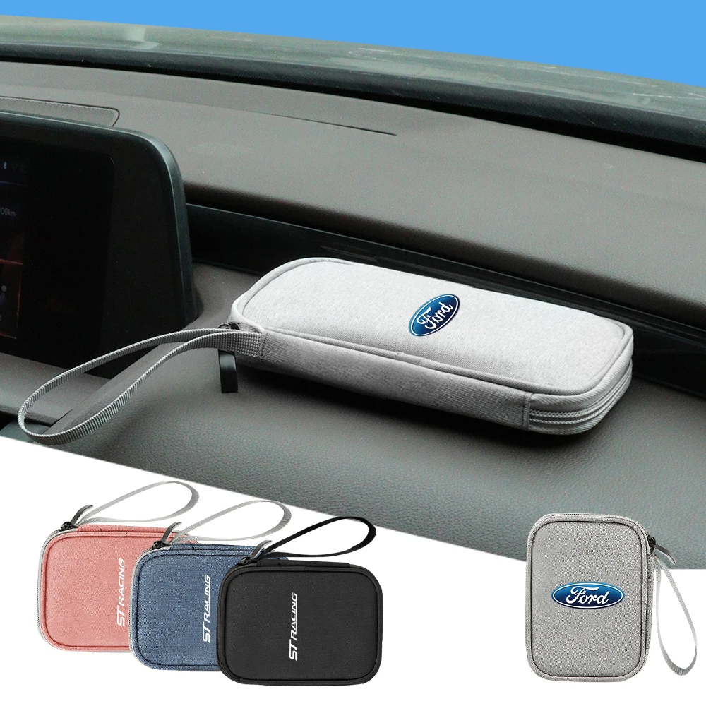 Auto Badge Oxford Organizer Car Travel Key Earphone USB Storage Bag Waterproof For Ford Focus 2 MK2 Fiesta Mondeo Territory Kuga