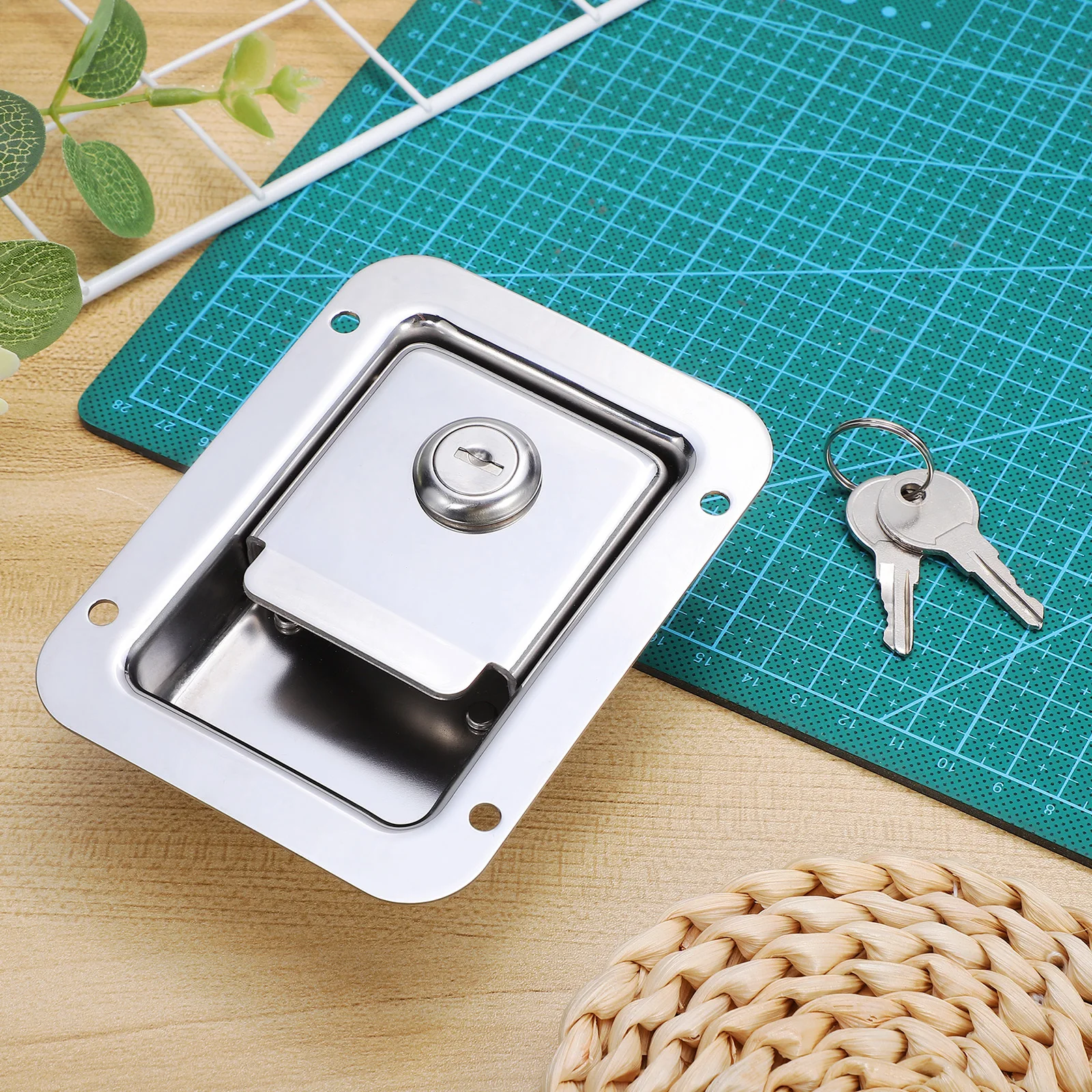 

Stainless Steel Paddle Handle Lock Heavy Duty Locking Latch Flush Mount Toolbox Tool Box Door Lock Paddle Handle