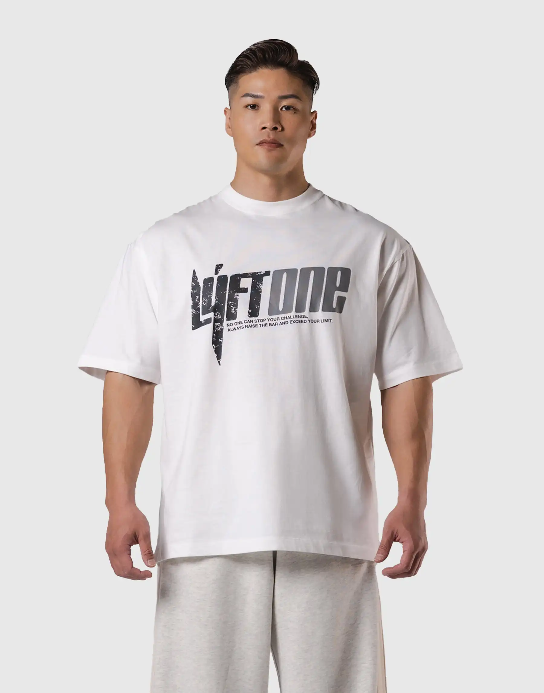 White ONE LYFT GYM Trendy Fitness Brand Graphic T-Shirt Cotton Men Women Streetwear Tee