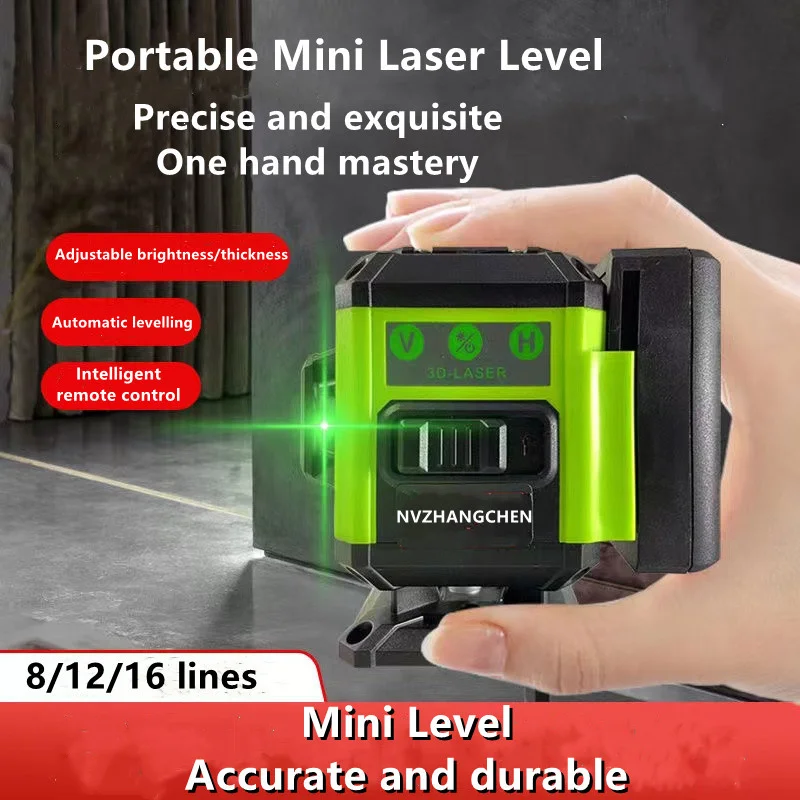 Imagem -02 - Mini Linha de Feixe de Laser Portátil 12 16 Linhas 3d 4d Auto-nivelamento 360 Cruz Horizontal e Vertical Super Poderoso Verde
