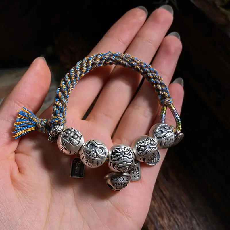 2024 Dragon Benming Year Red Rope Bodhidharma Hand-woven Hand Rope Bracelet for Men and Women Tibetan Style Benming Year Peace