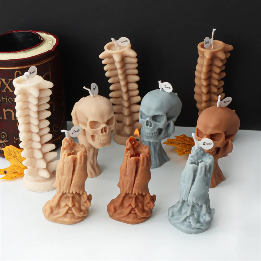 Stampo in Silicone per colonna vertebrale di Halloween per sapone fatto a mano in gesso per candele resina epossidica decorazione per cioccolato