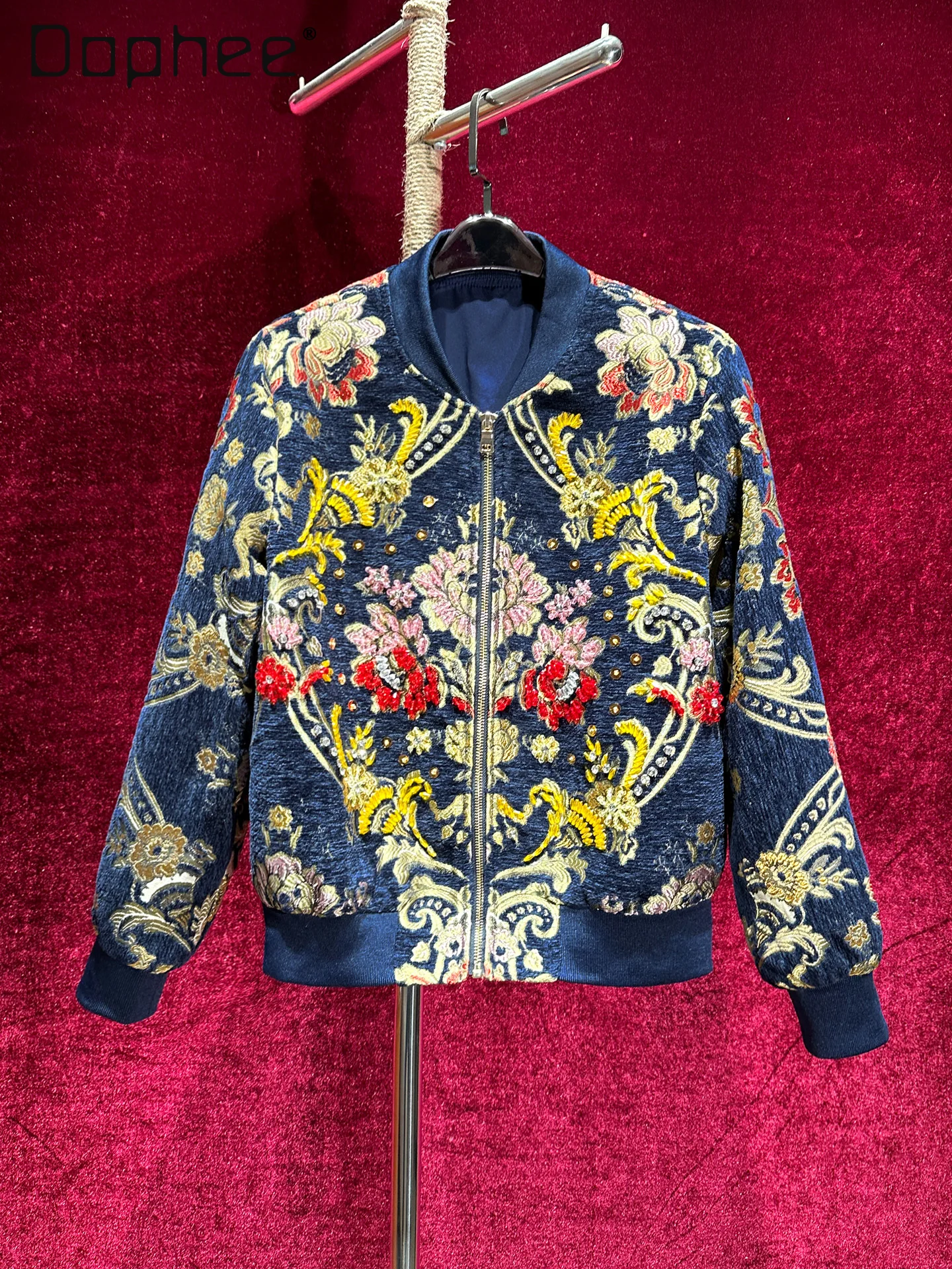 

French Retro Heavy Beading High-End Casual Versatile Elegant Jacquard Jackets for Women 2025 New High-End Elegant Coat Female