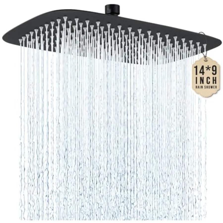 

All Metal 14 Inch Extra Large Rain Shower Head Full Body SPA Rainfall Shower Head for Ceiling or Wall Mounting Matte Black