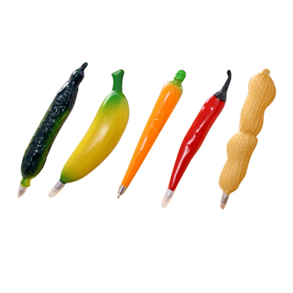 

5 PCS Fruit Pen Ballpoint Pens Writing Cartoon Signing Student Stationery Supplies
