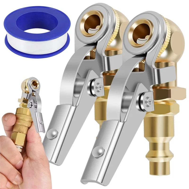 عملي 2 قطعة كرة مغلقة الإطارات 1/4 بوصة FNPT مغلق تدفق منفاخ لإطارات السيارة الهواء سيارة منفاخ لإطارات السيارة صمام موصل #2