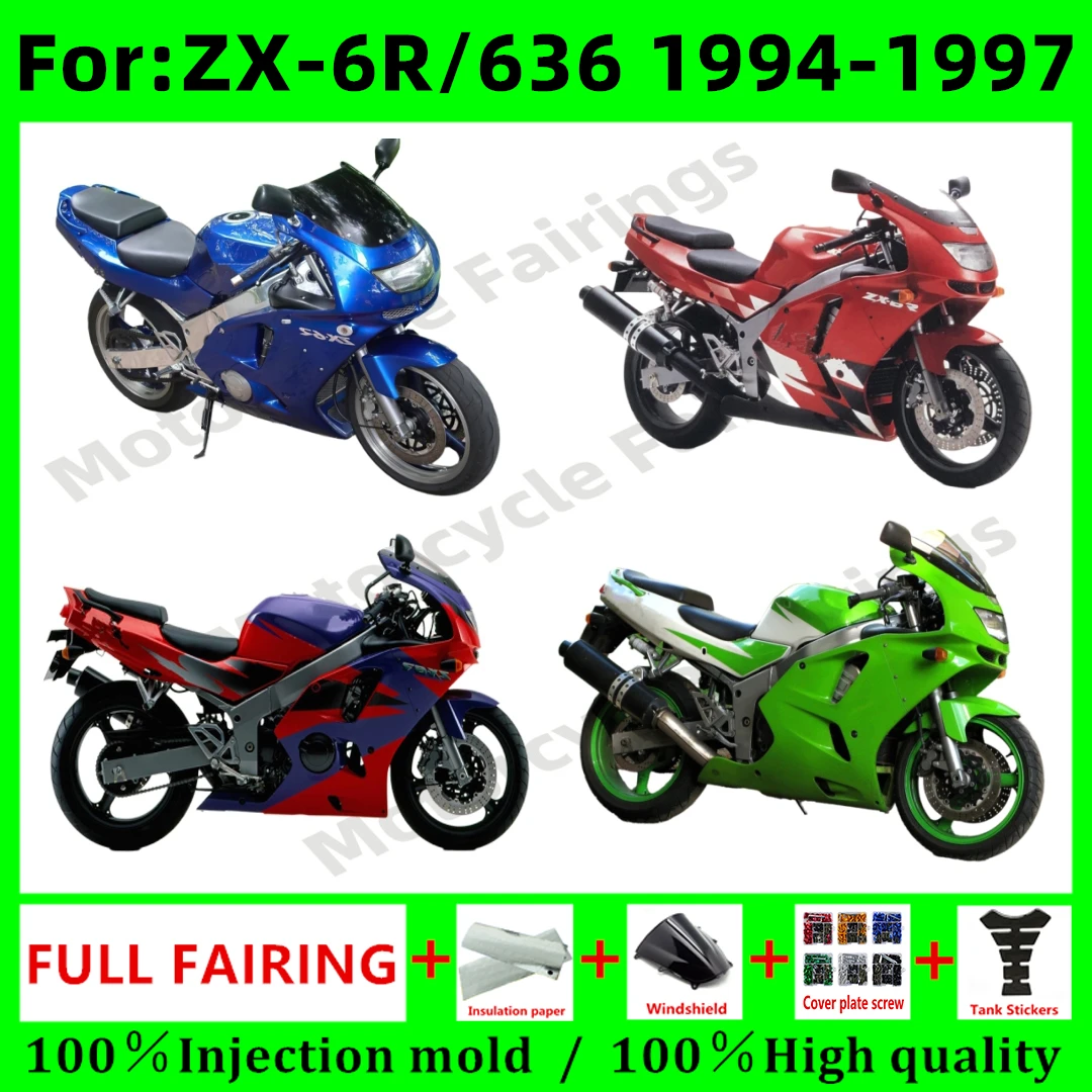 Motorcycle Accessaries full Fairing Kit fit for KAWASAKI Ninja ZX6R ZX-6R 94 95 96 97 1994 1995 1996 1997 Bodywork fairings kits