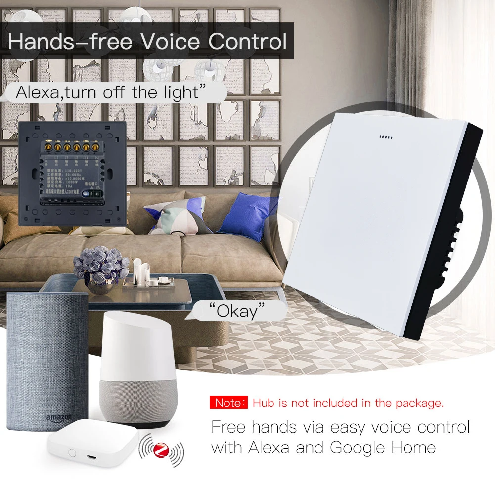 Tuya ZigBee 3.0 Wireless Light Switch 1 2 3 4 6 Gang Push Button Smart Life App Scene Interruptor Alexa Google Home Hub Required