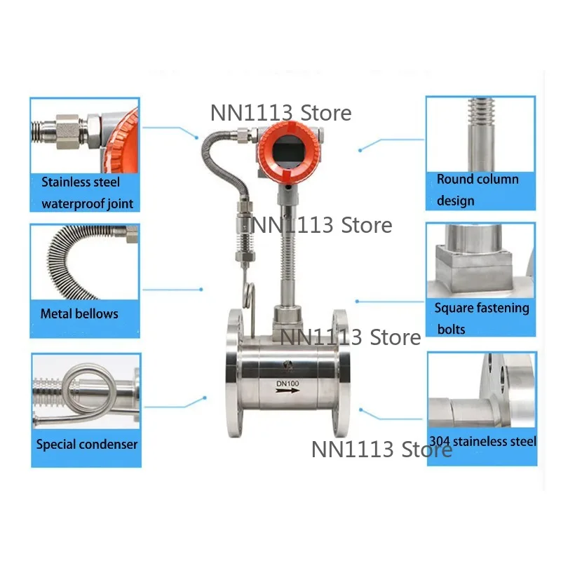

Stainless Steel Digital Flowmeter OEM Logo Measures LPG Fuel Chlorine Natural Liquid Air for Water Oil Application