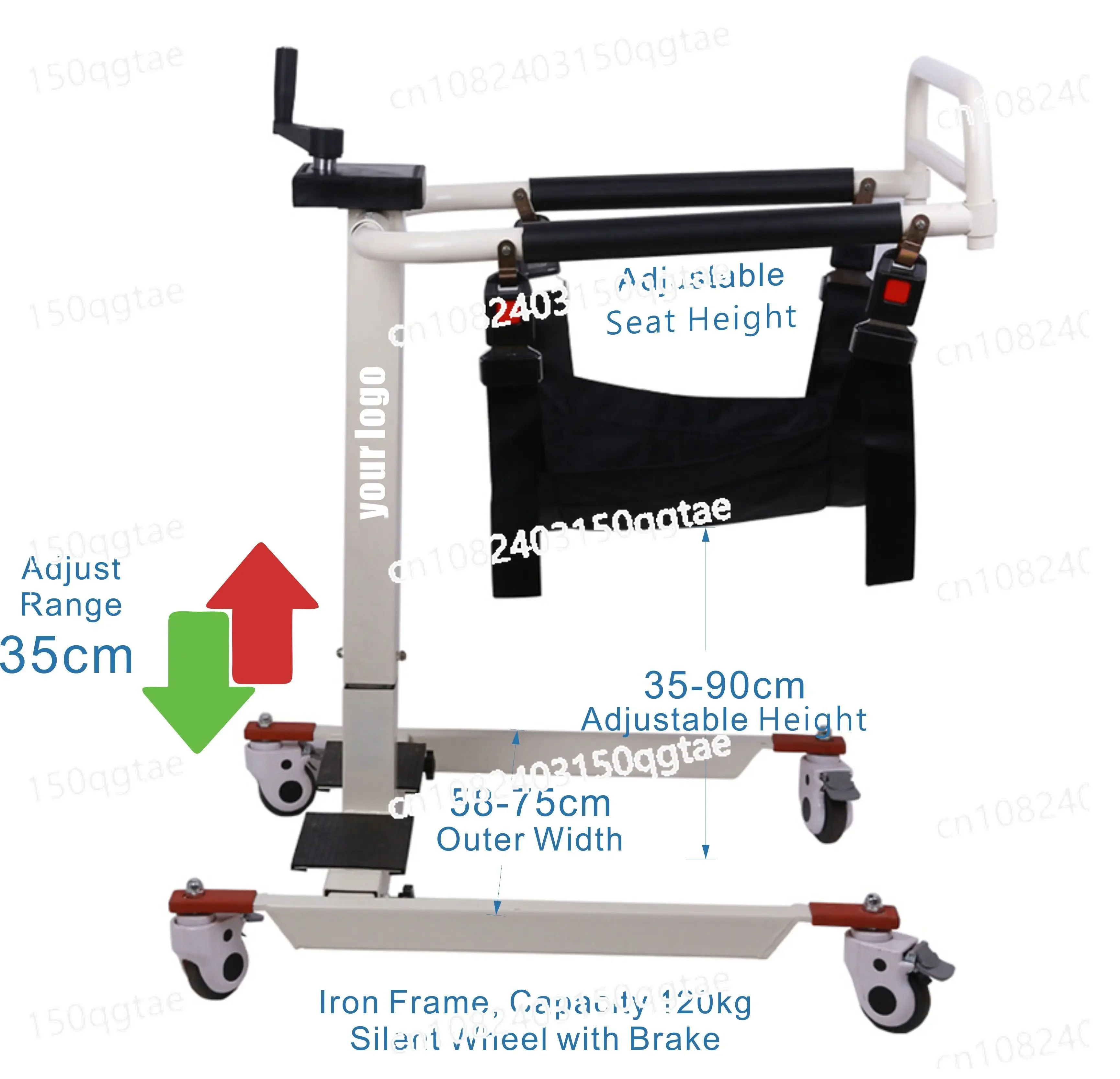 Upgrade Transfer Chair Elderly Lift, Portable Transfer Lift, Adjustable Height Bedside Toilet Shower Transport Chair