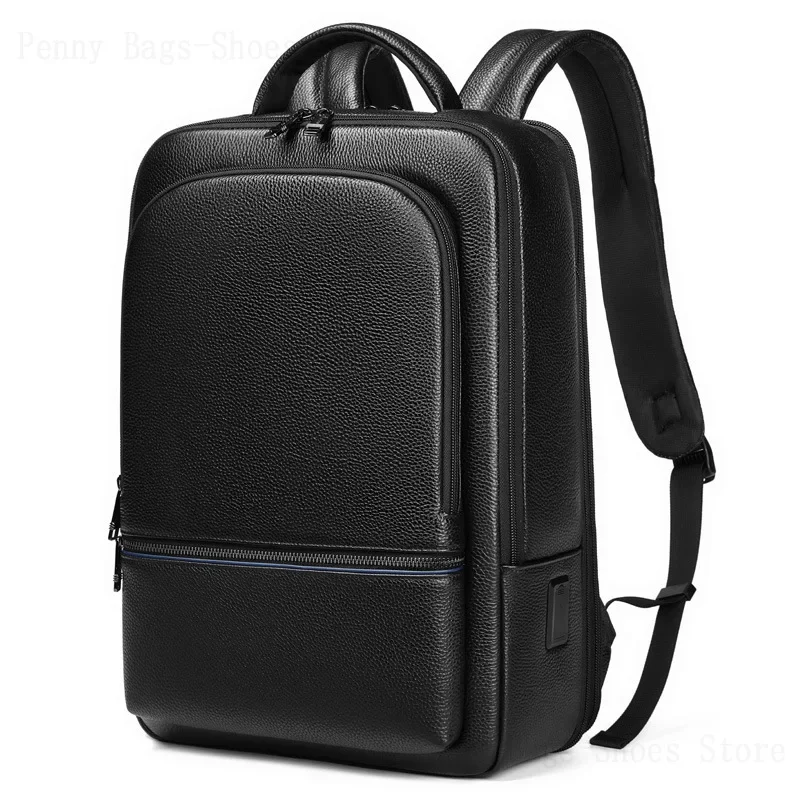 13 14 15.6 Inch Laptop Bag Backpack Genuine Leather Top Layer Cowhide Business Backpack Men\'s High-End Travel Bag